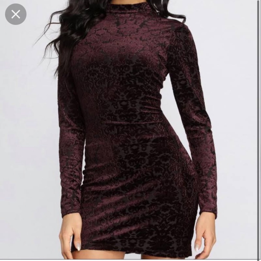 Purple velvet mini dress